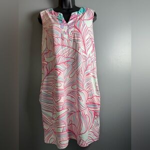 Stella Parker Women's Sz L UPF 50+ Coverup Mini Dress 20" PTP Tropical Pink